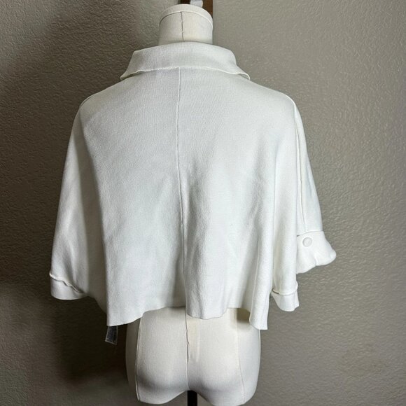 Zara Women’s M Crop Collared Beige 3/4 Sleeve Shirt - Picture 4 of 9